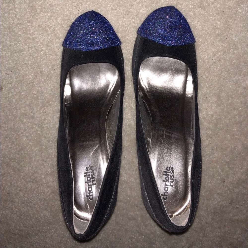 Blue/Black glitter heels